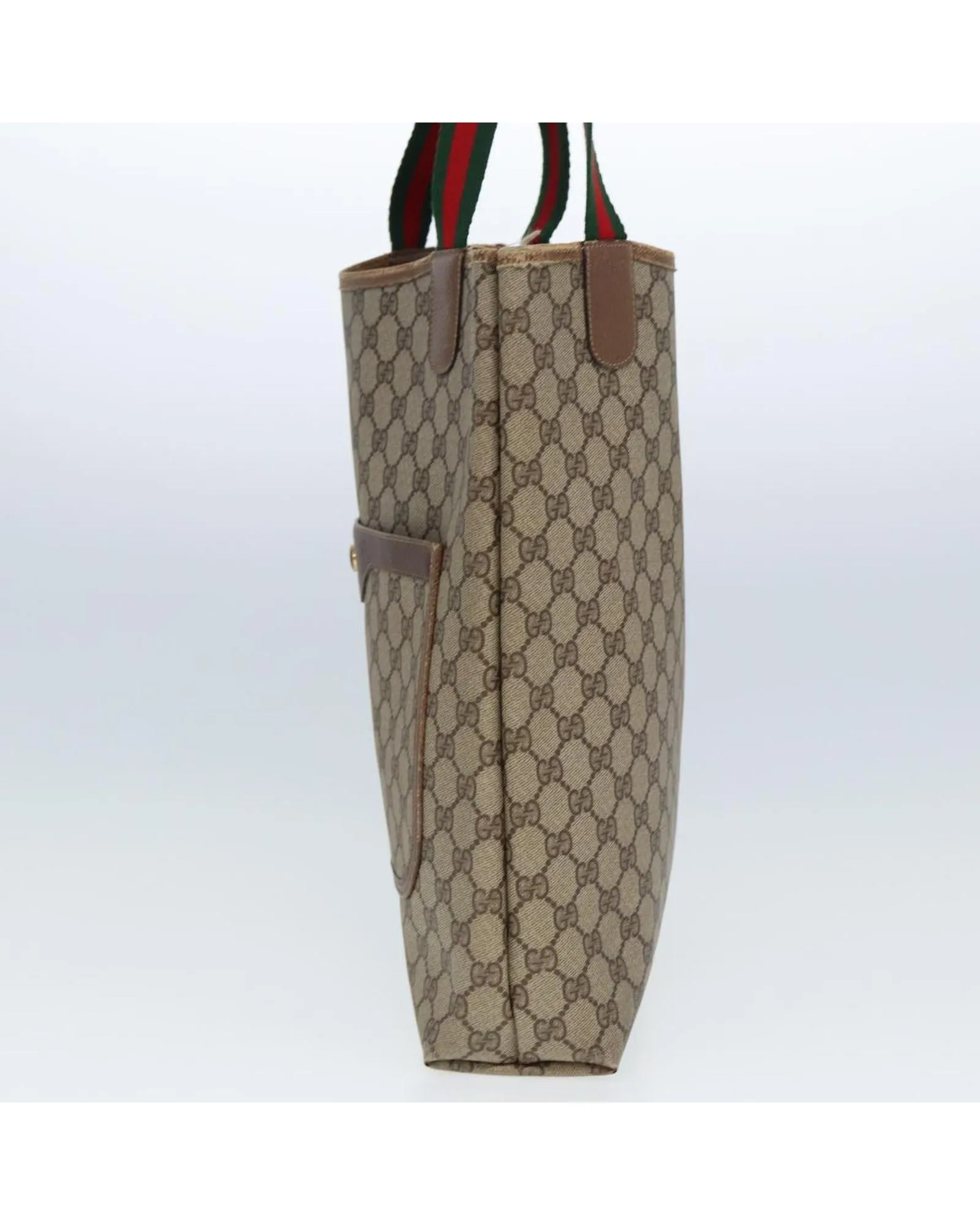 GG Canvas Web Sherry Line Tote Bag - Beige Green Red
