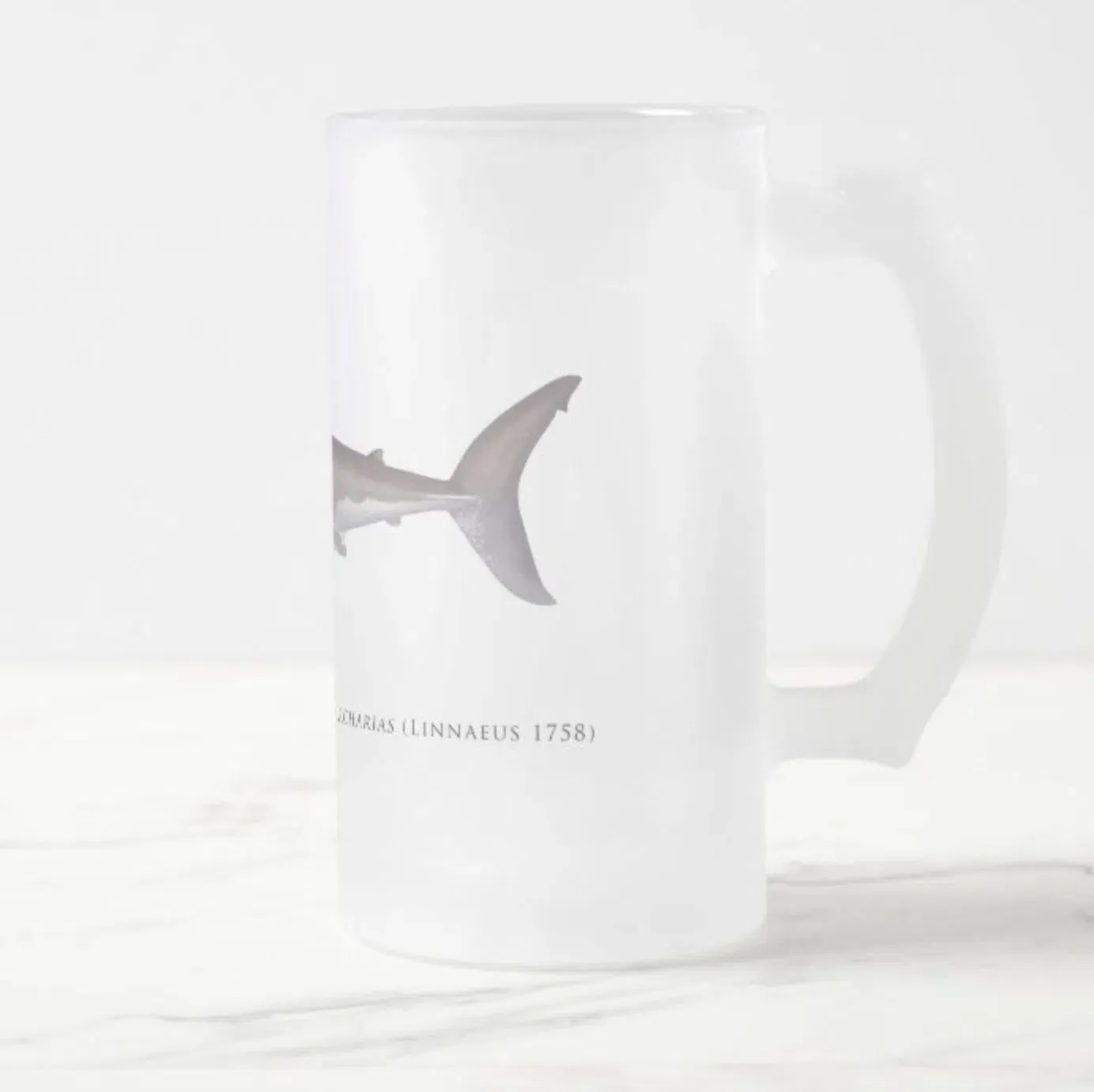 Great White Shark - Frosted Glass Stein