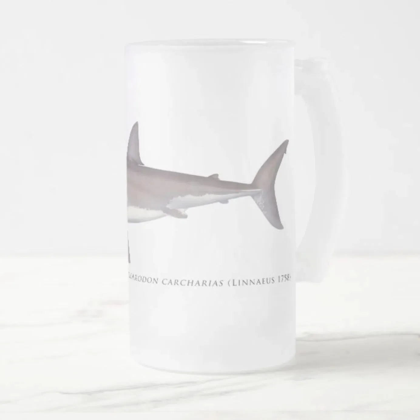Great White Shark - Frosted Glass Stein