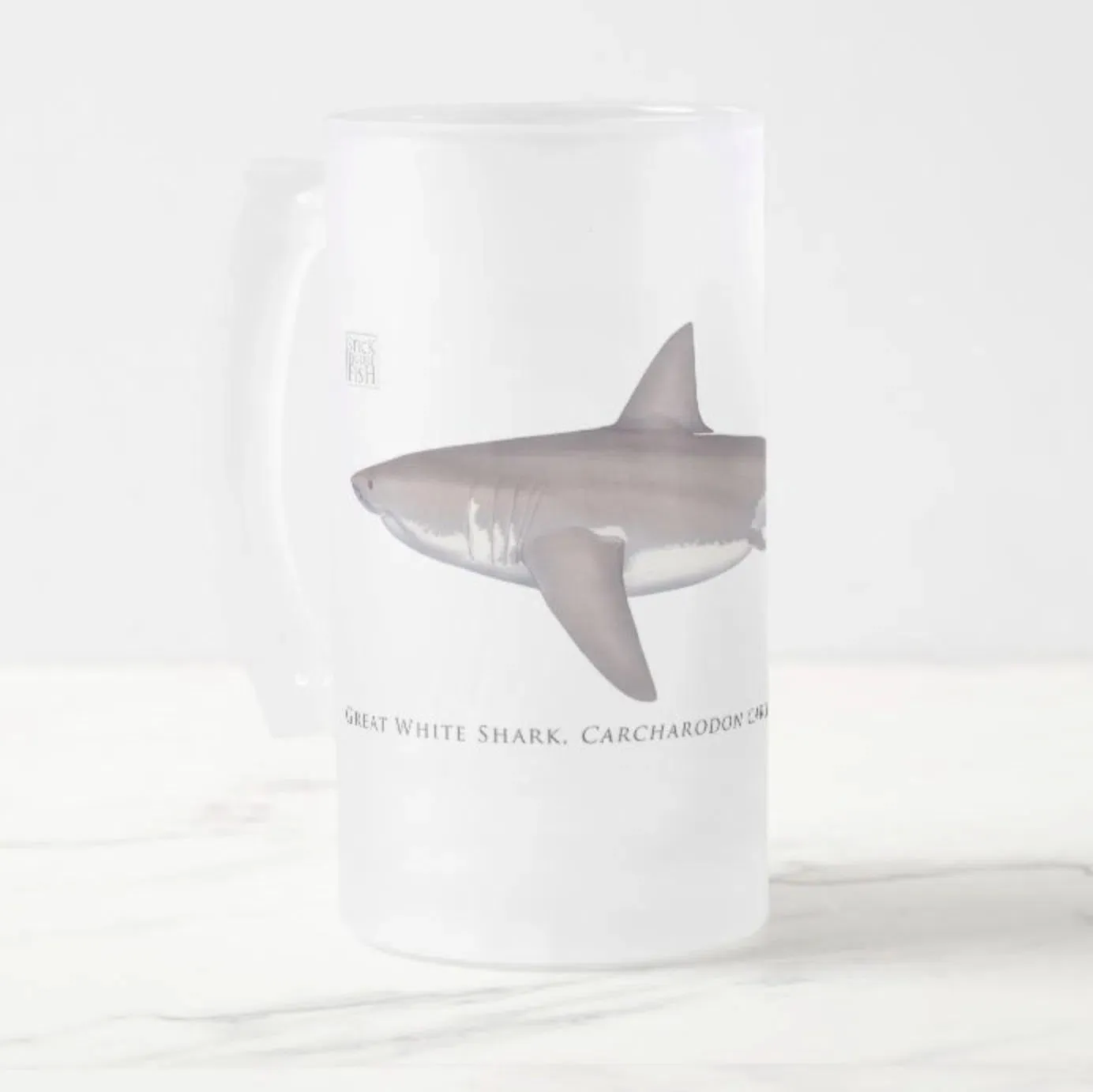 Great White Shark - Frosted Glass Stein