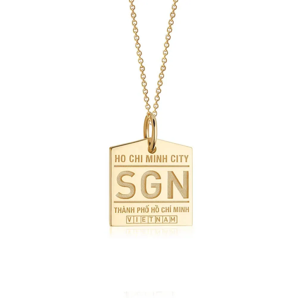 Ho Chi Minh City Vietnam SGN Luggage Tag Charm Gold