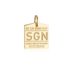 Ho Chi Minh City Vietnam SGN Luggage Tag Charm Gold