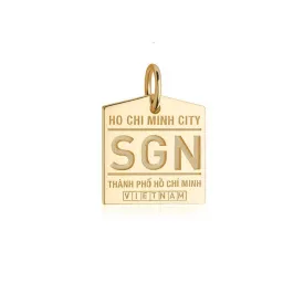 Ho Chi Minh City Vietnam SGN Luggage Tag Charm Solid Gold