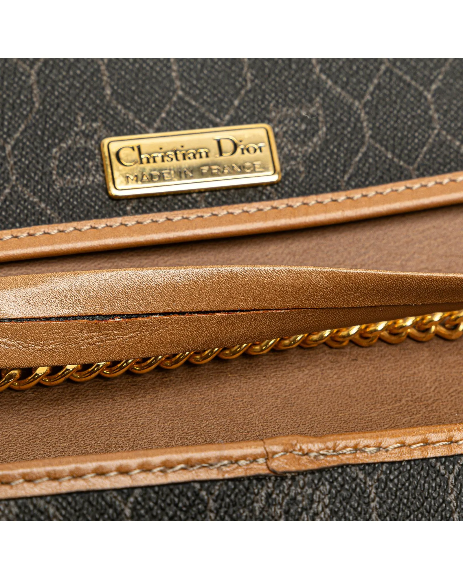 Honeycomb Chain Link Crossbody Bag with Leather Trim