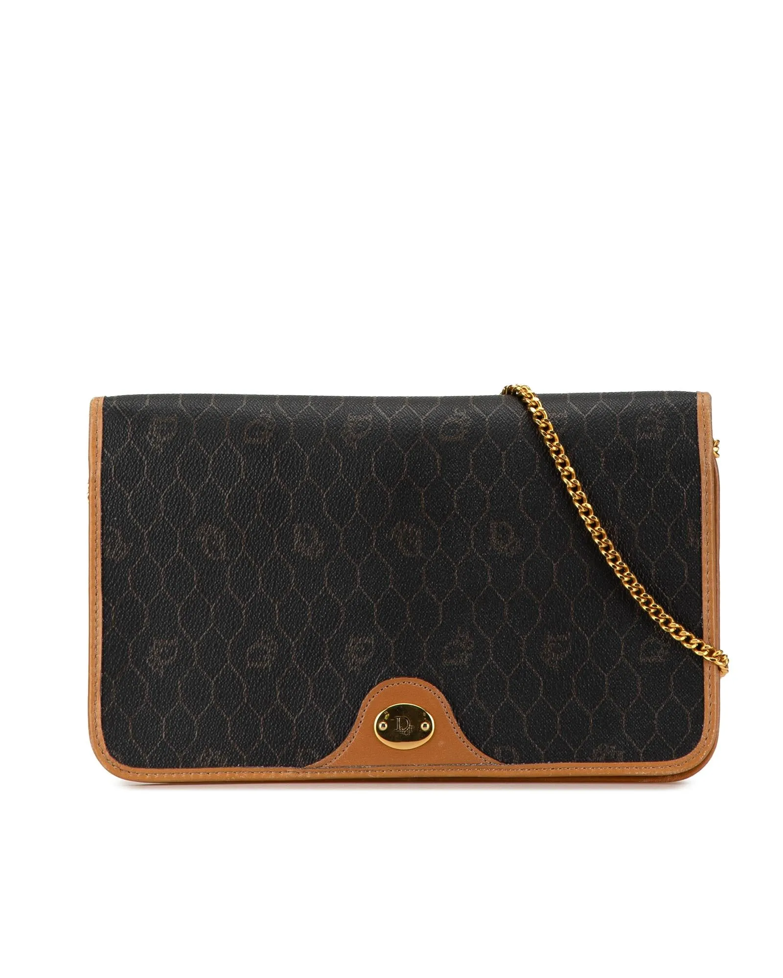 Honeycomb Chain Link Crossbody Bag with Leather Trim