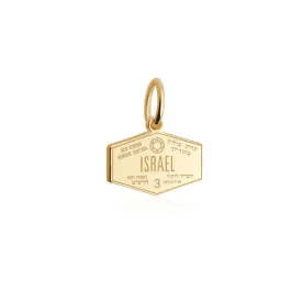 Israel Passport Stamp Charm Solid Gold Mini