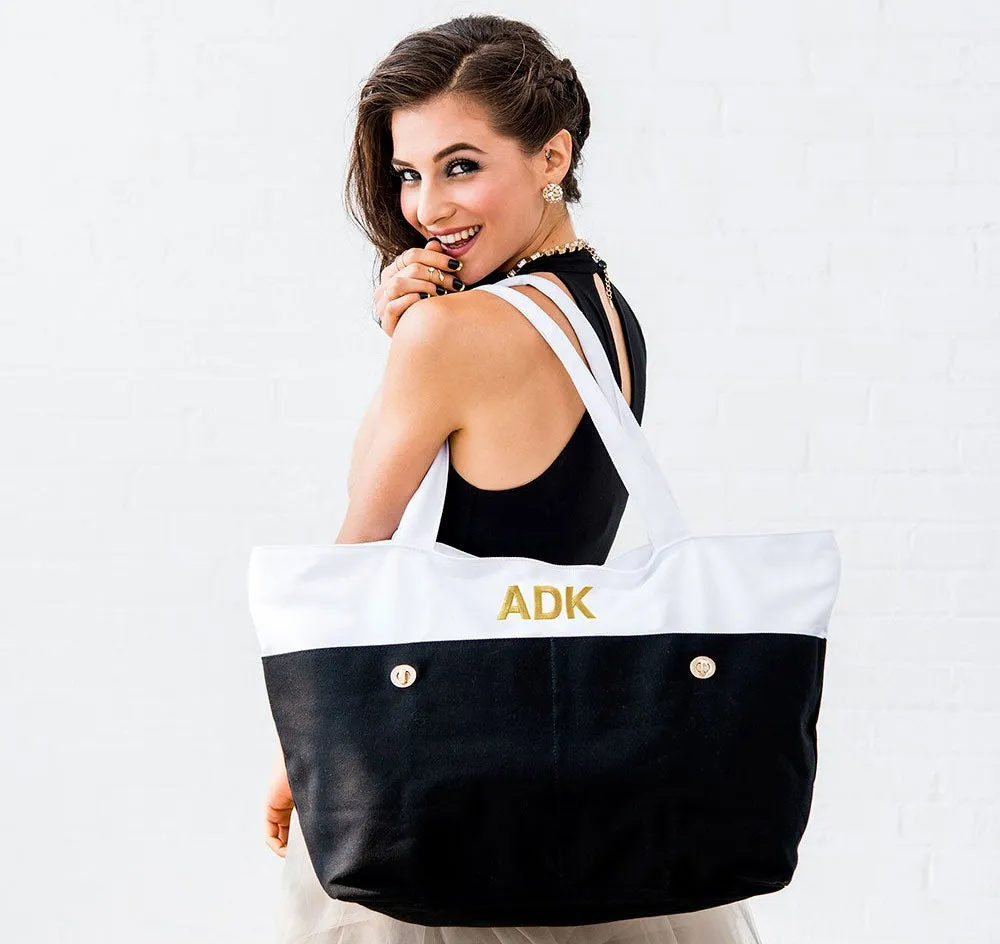 Large Black & White Bridesmaid Tote Bag