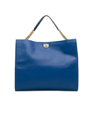Leather Tote Bag with Chain Handles and Gancini Lock