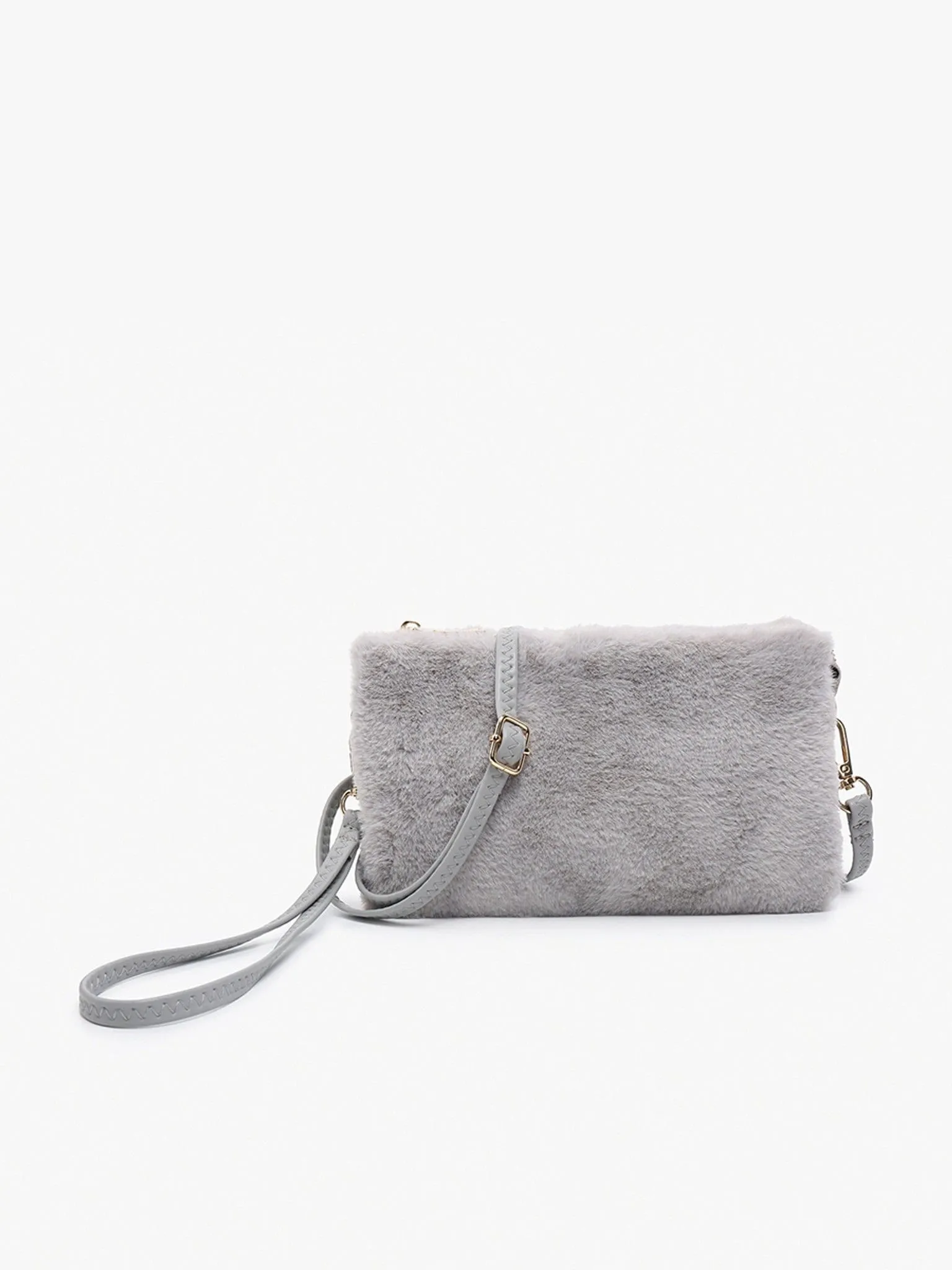 M013FUR Riley Faux Fur 3 Compartment Crossbody/Wristlet