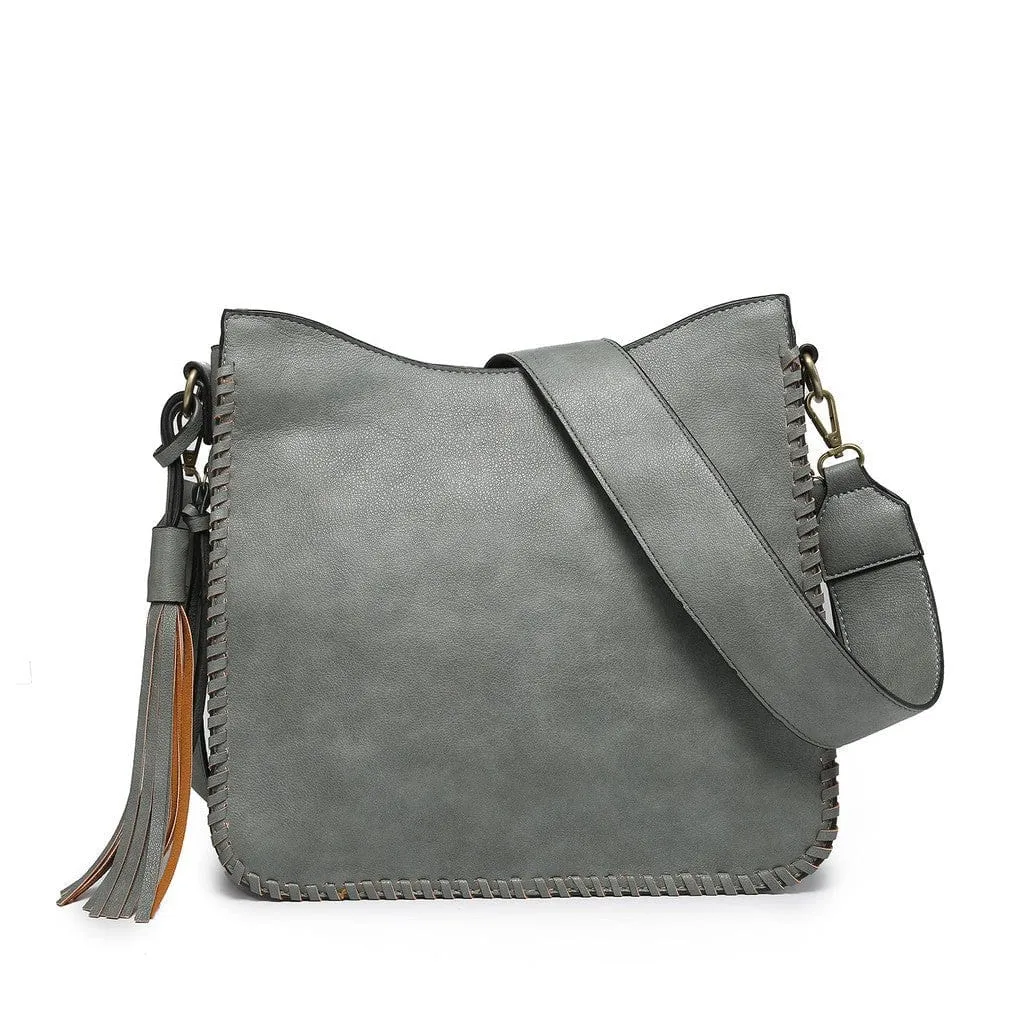 M1888 Whipstitch Crossbody w/ Dual Zip Compartments