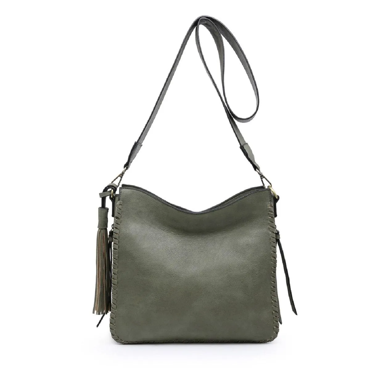 M1888 Whipstitch Crossbody w/ Dual Zip Compartments