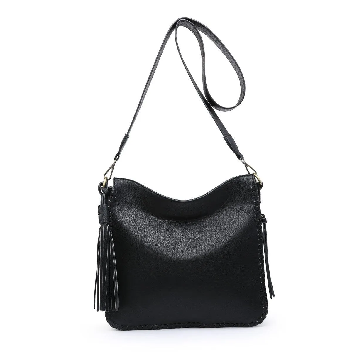 M1888 Whipstitch Crossbody w/ Dual Zip Compartments