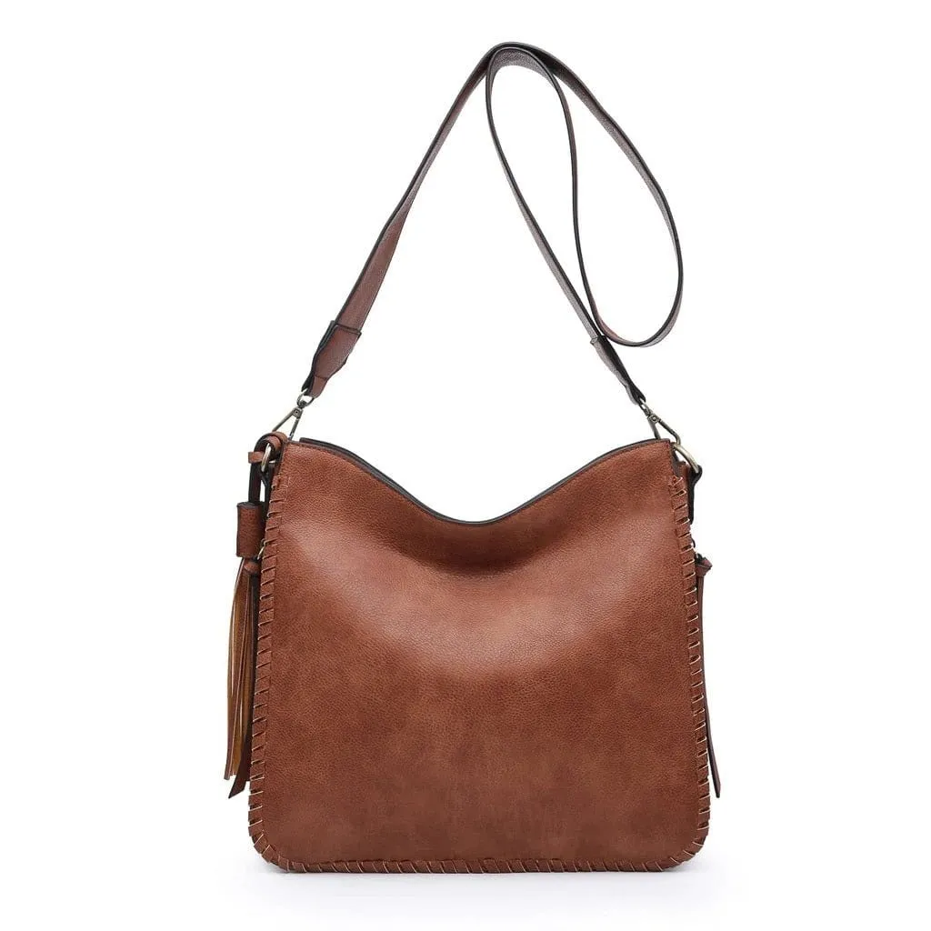 M1888 Whipstitch Crossbody w/ Dual Zip Compartments