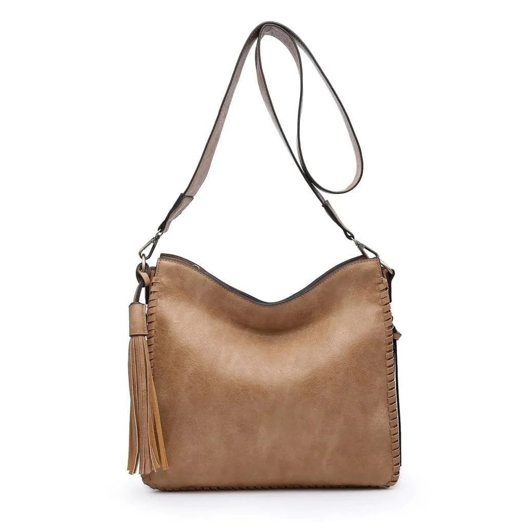 M1888 Whipstitch Crossbody w/ Dual Zip Compartments