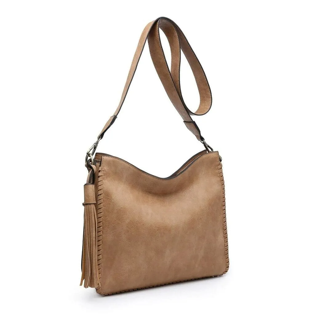 M1888 Whipstitch Crossbody w/ Dual Zip Compartments
