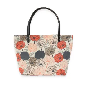 Market Tote Bag Complete Kit - Beige Floral Organic Canvas