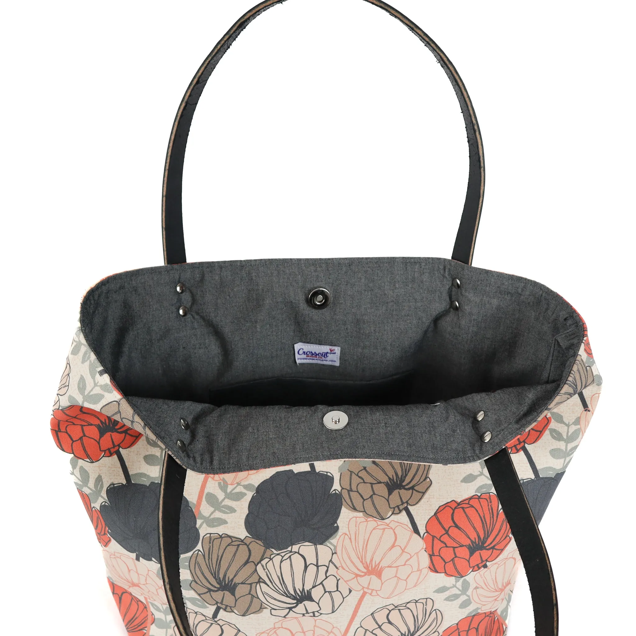 Market Tote Bag Complete Kit - Beige Floral Organic Canvas