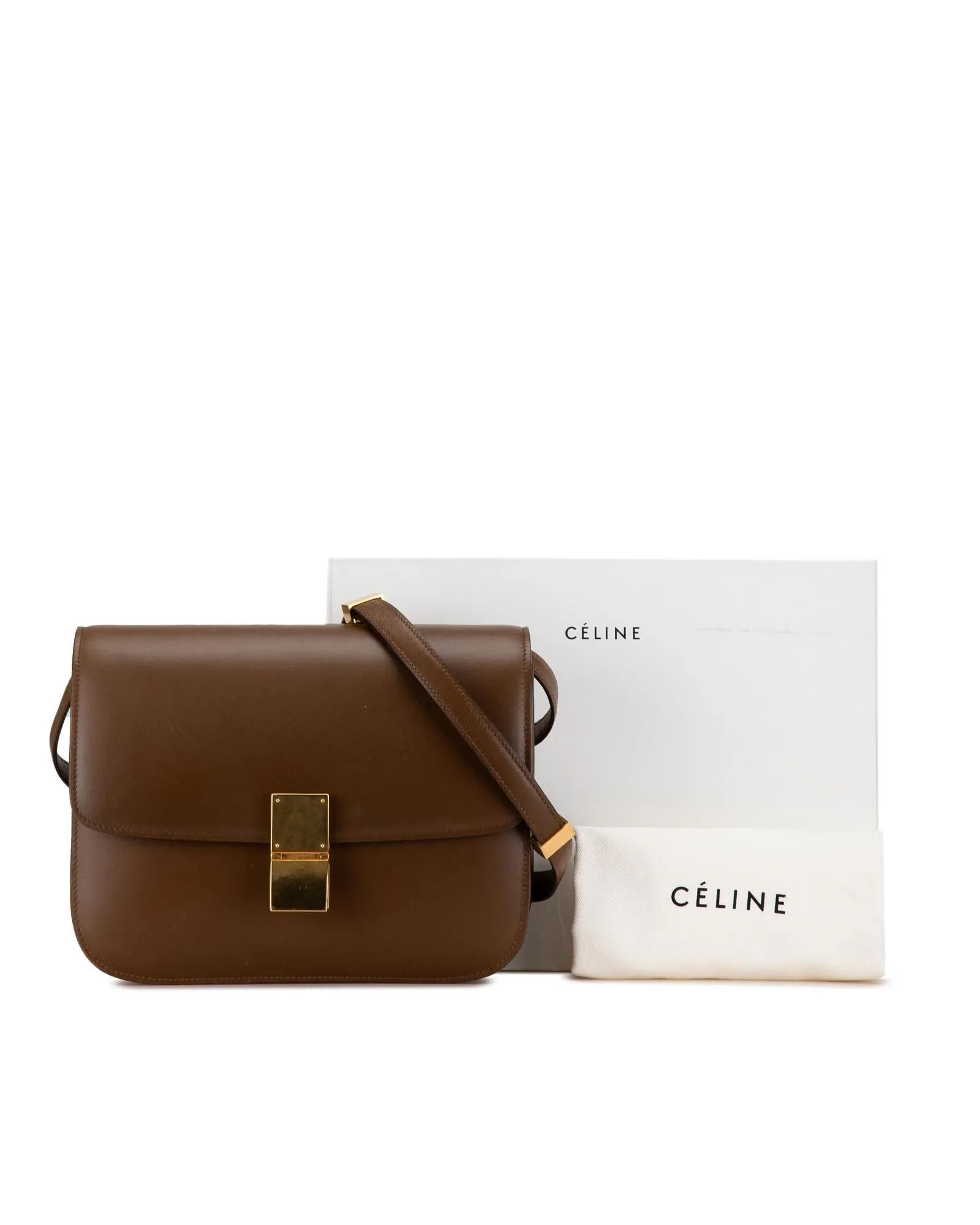 Medium Leather Crossbody Bag with Push Lock Closure