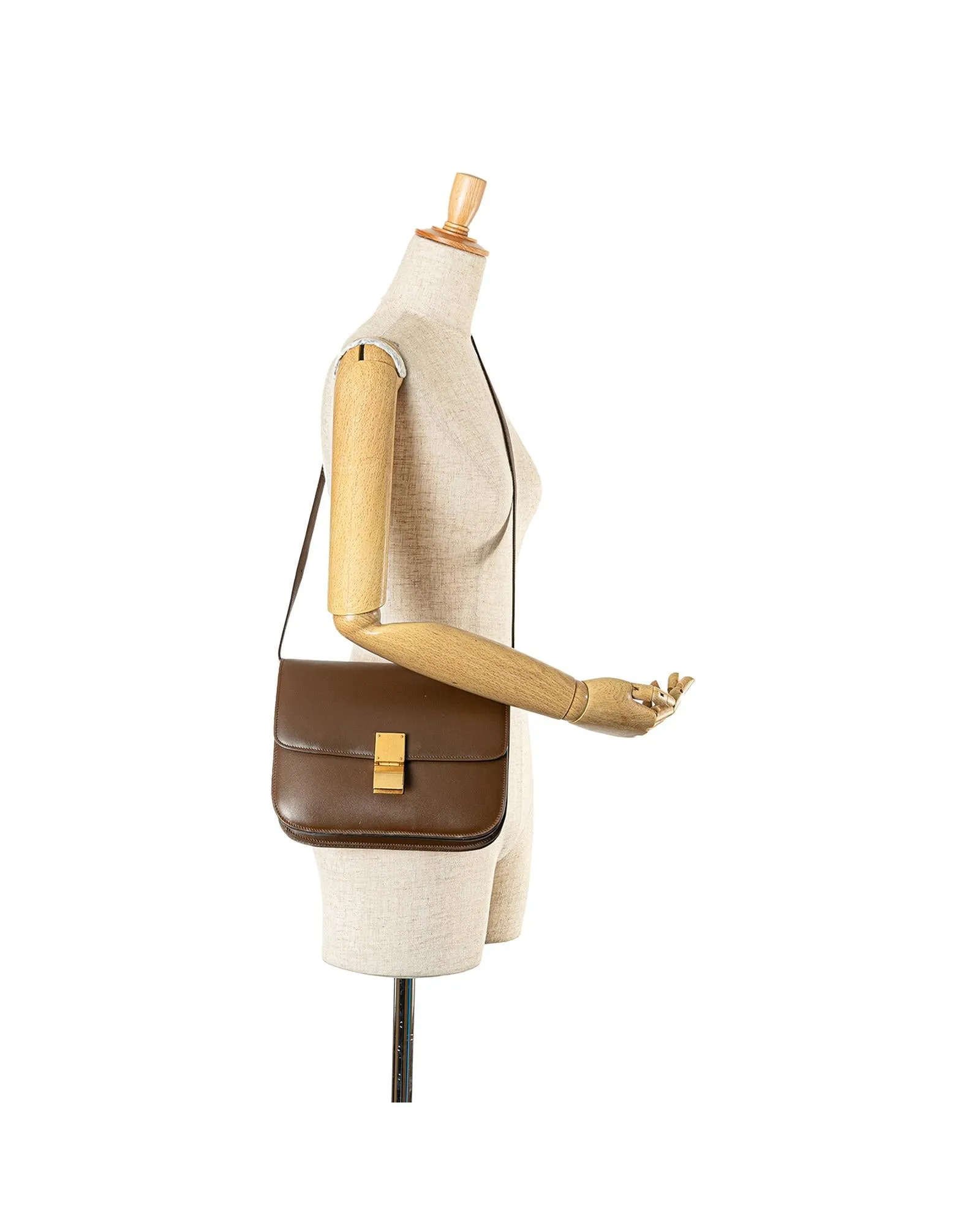 Medium Leather Crossbody Bag with Push Lock Closure