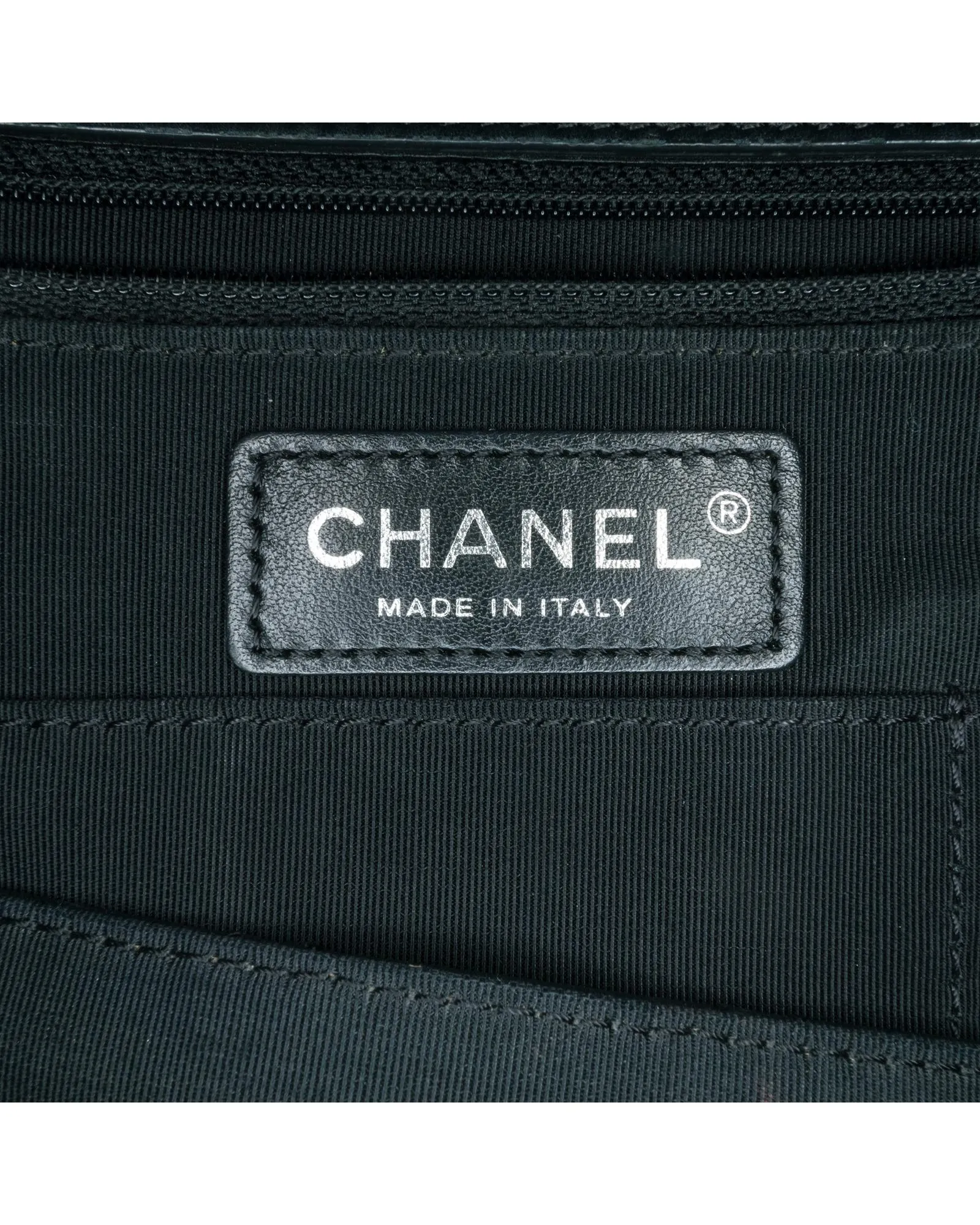 Medium Stitched Calfskin Pocket Zipped Chain Tote with Leather Shoulder Guard
