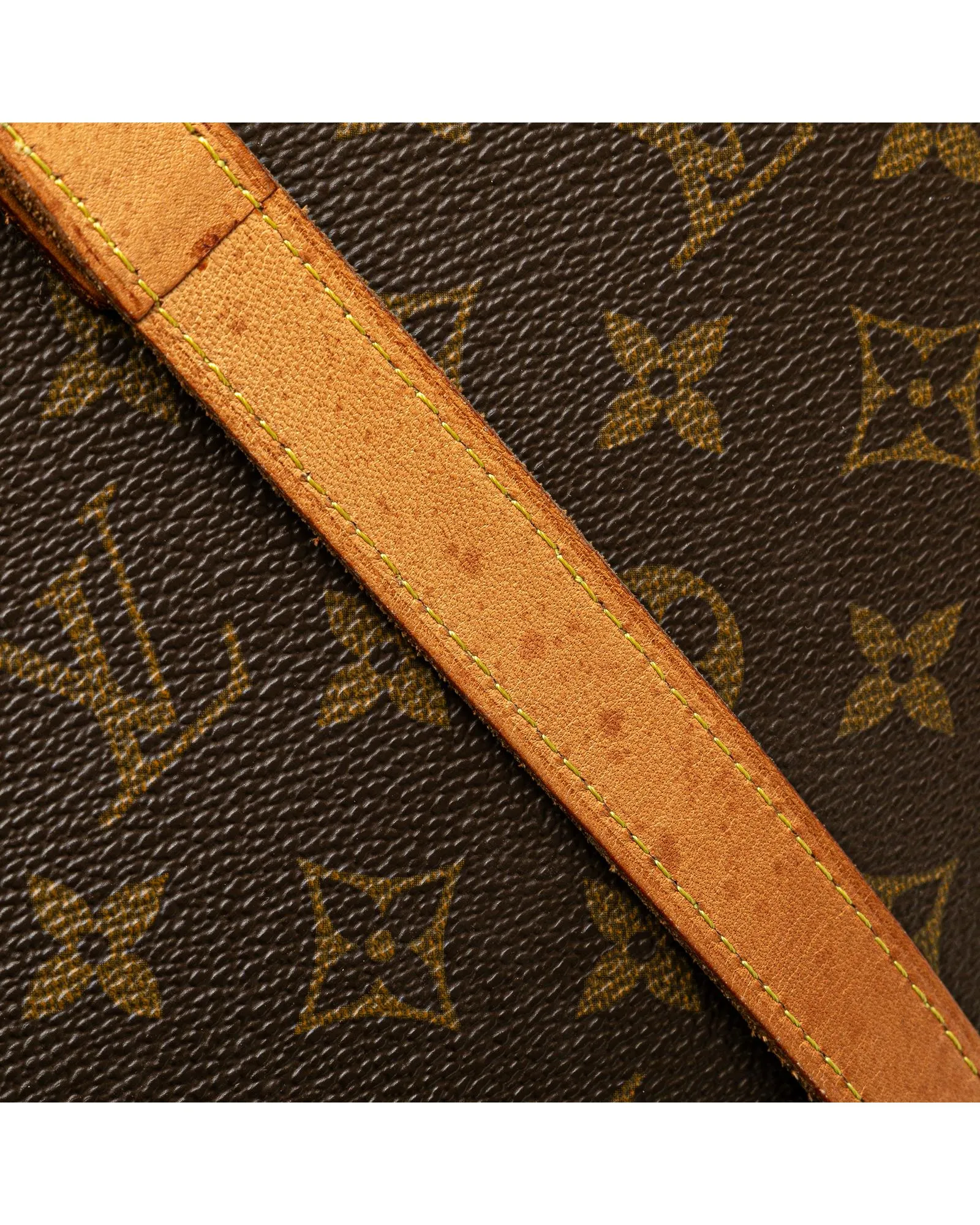 Monogram Canvas Tote with Leather Straps and Multiple Pockets