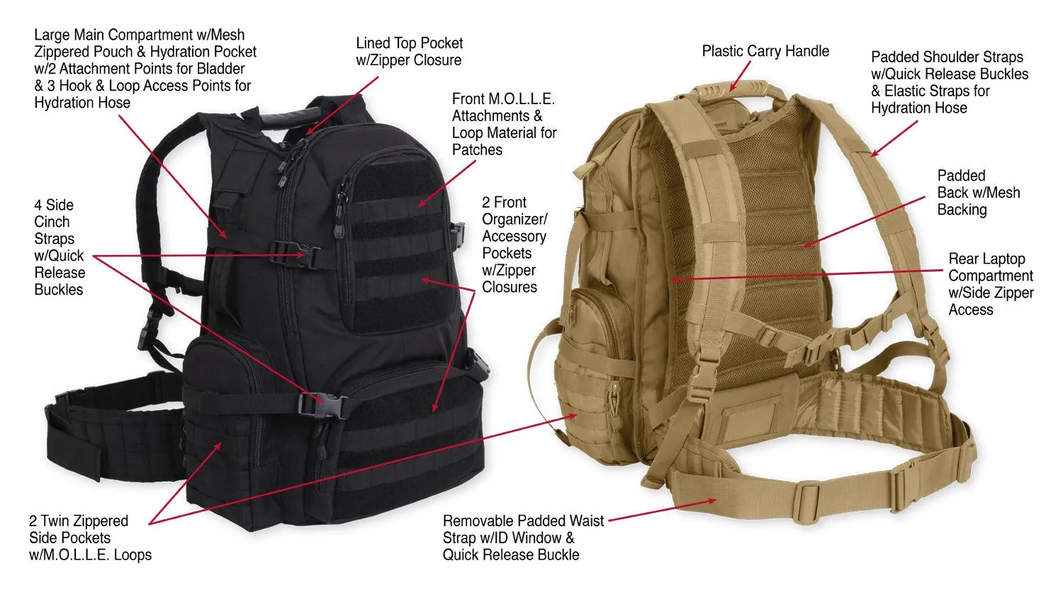 Multi-Chamber MOLLE Assault Pack