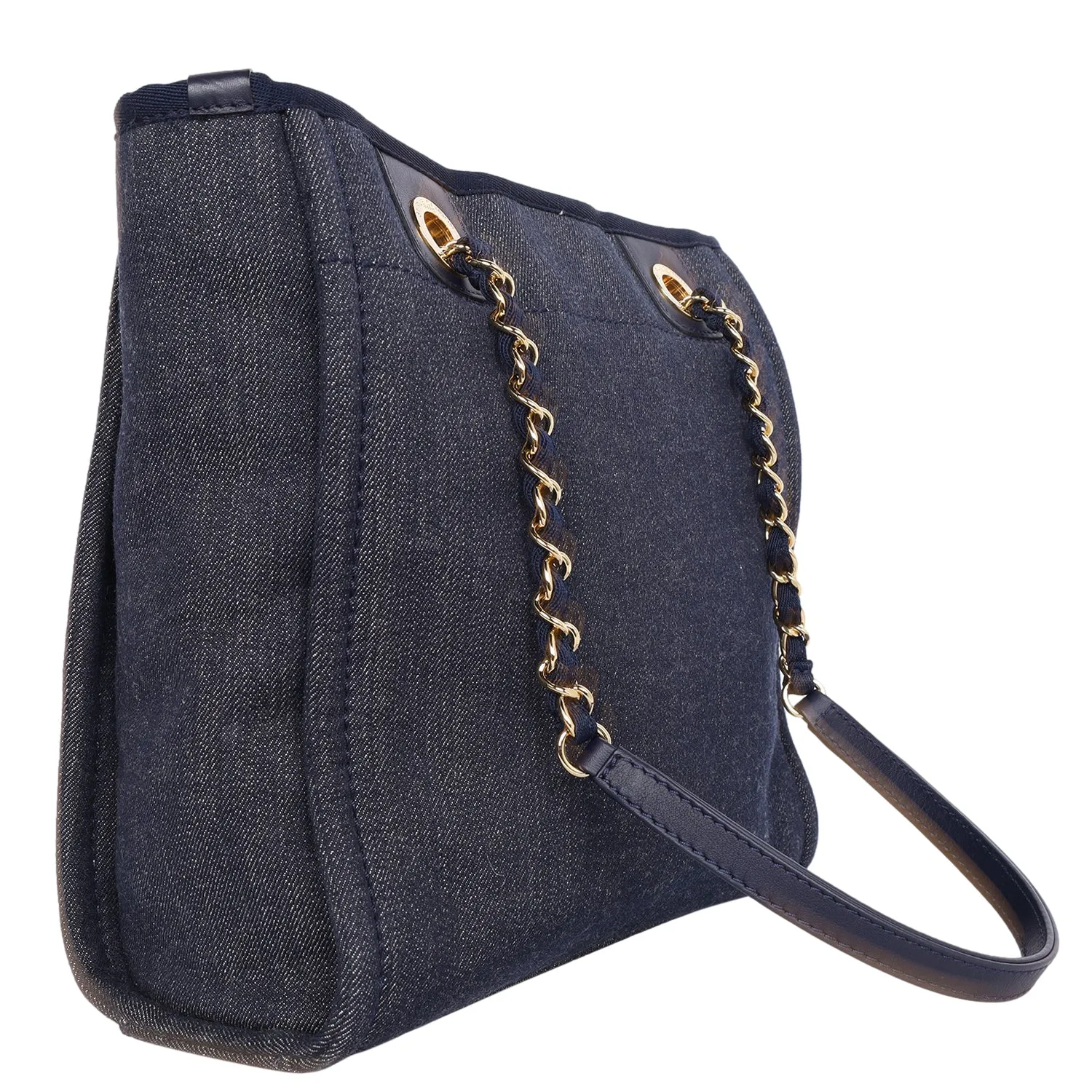 North South Canvas Leather Deauville Tote (Authentic Like New)