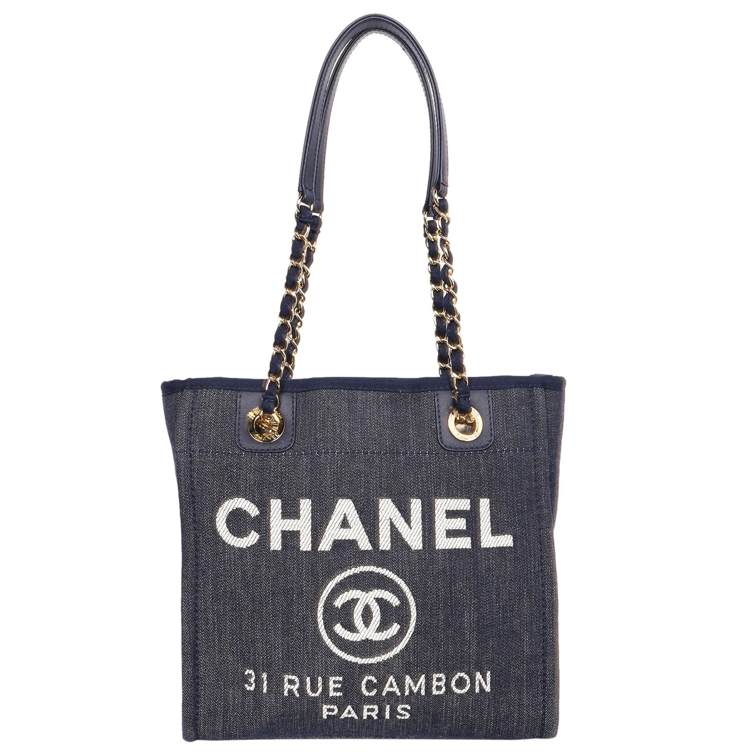 North South Canvas Leather Deauville Tote (Authentic Like New)
