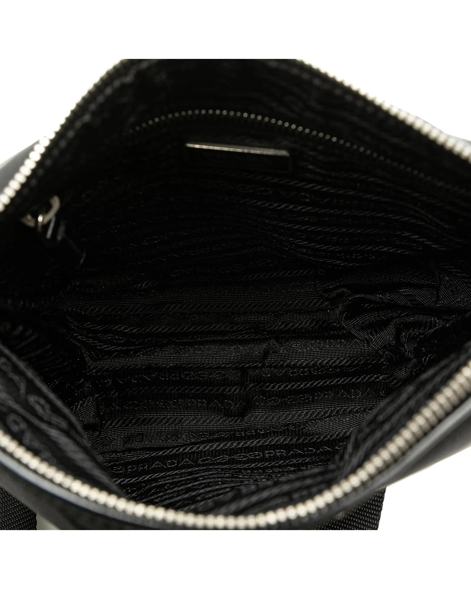 Nylon Crossbody Bag with Leather Trim and Interior Zip Pocket