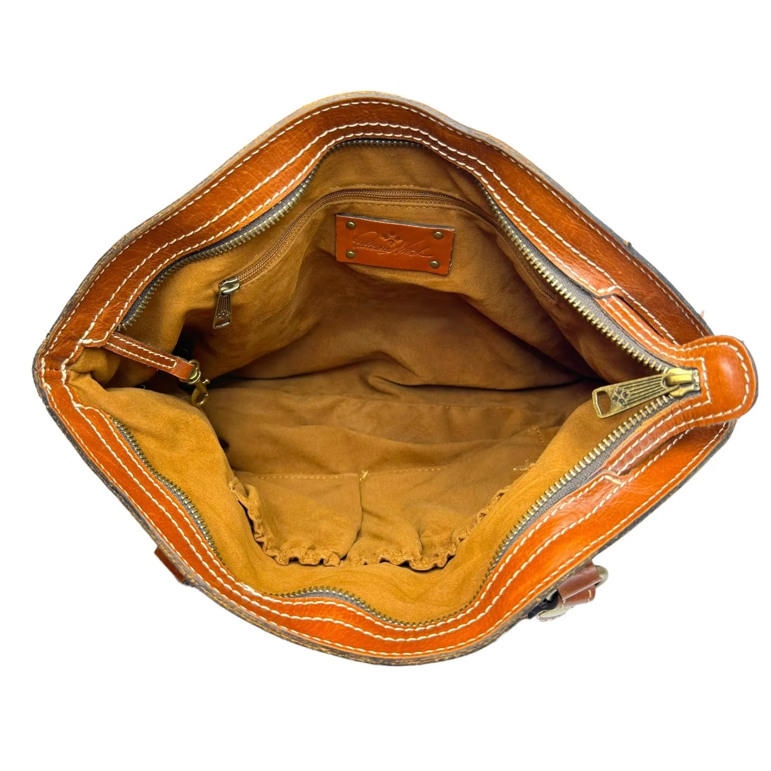 PATRICIA NASH Leather Poppy Shoulder / Tote Bag - Rust