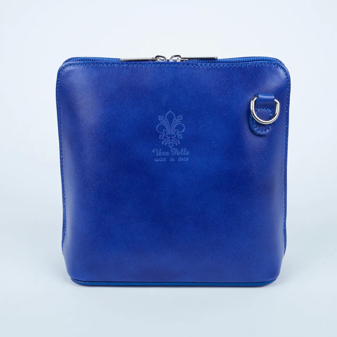 Periwinkle Mini Structured Italian Leather Crossbody Bag