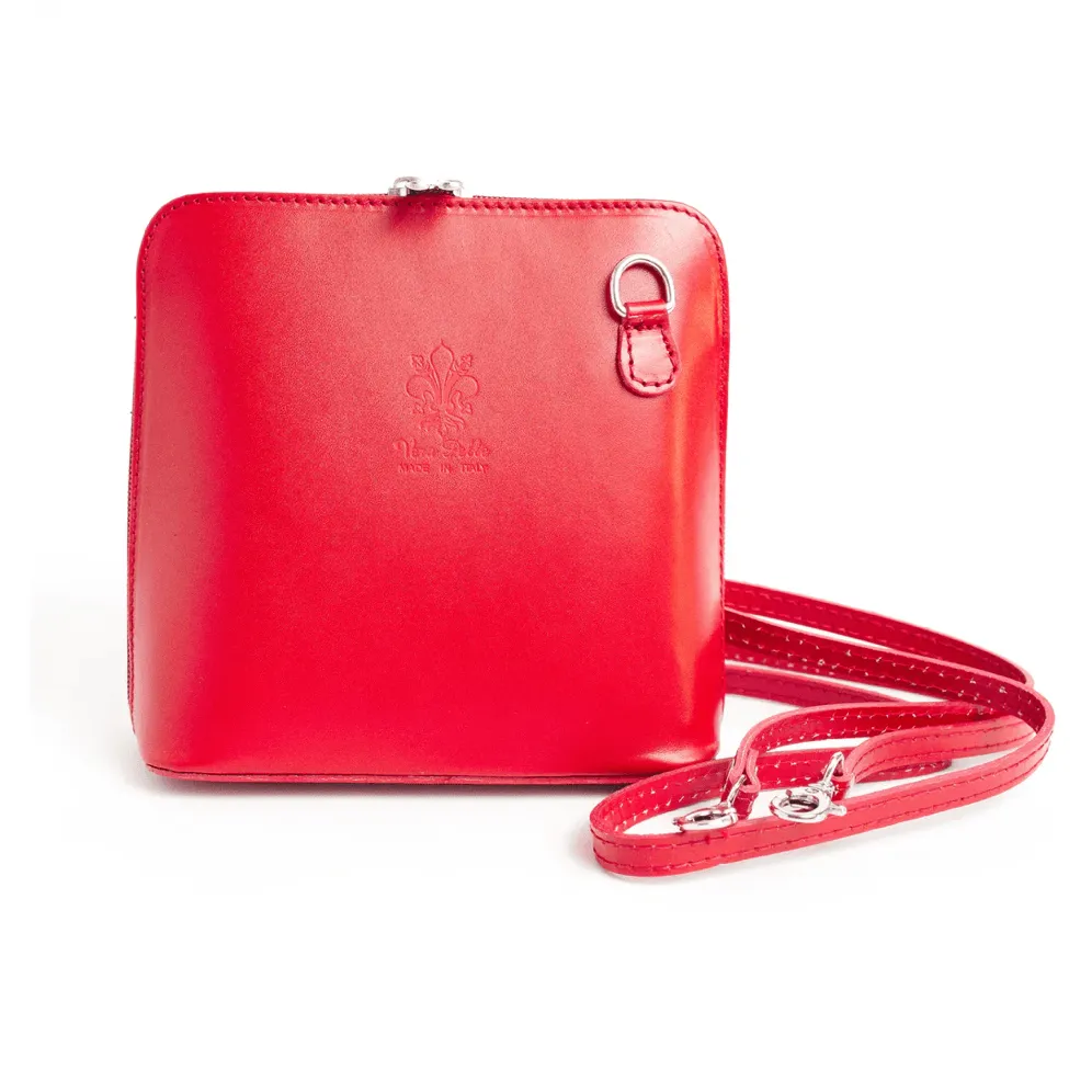 Periwinkle Mini Structured Italian Leather Crossbody Bag