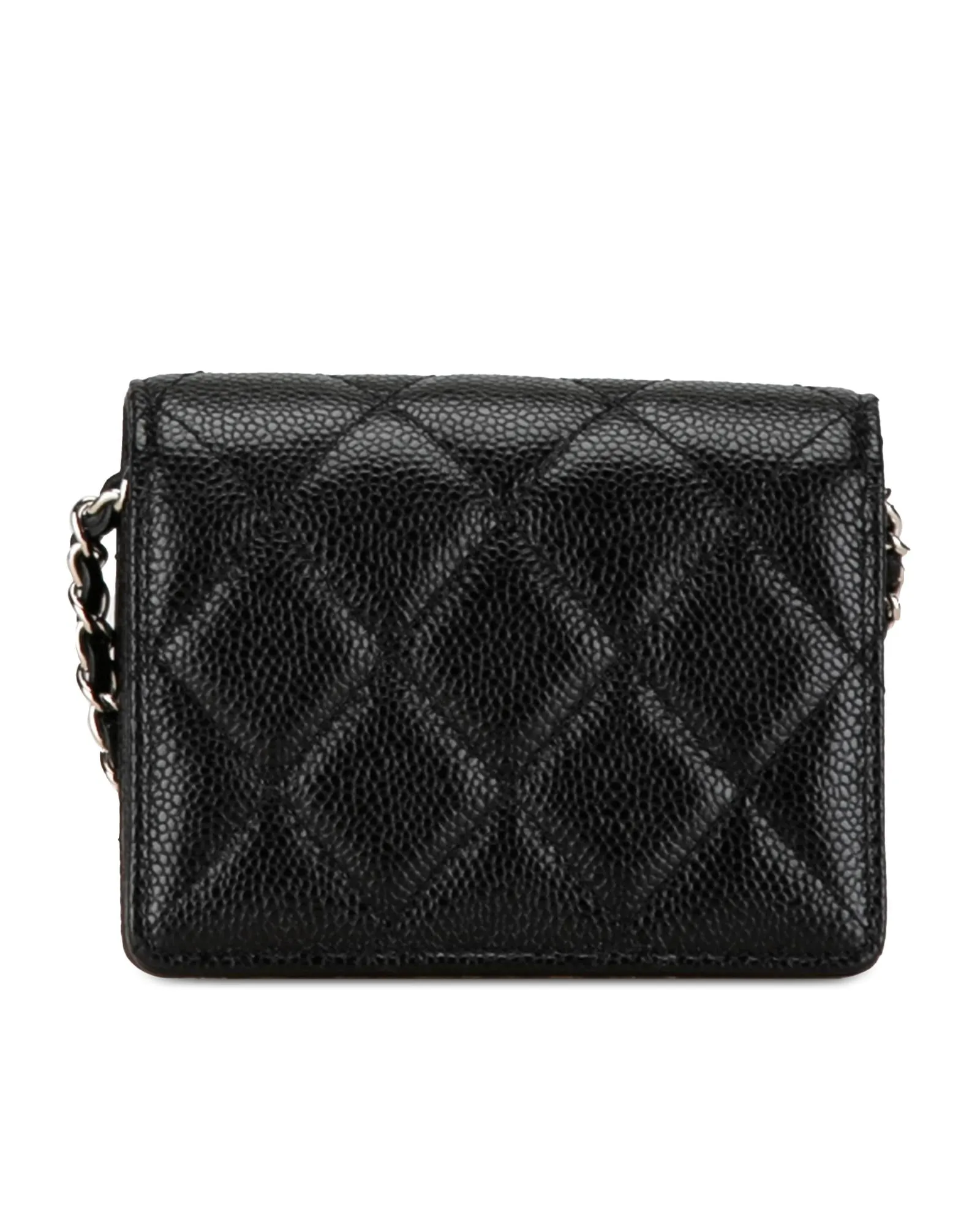 Quilted Flap Crossbody Card Holder with Chain Strap