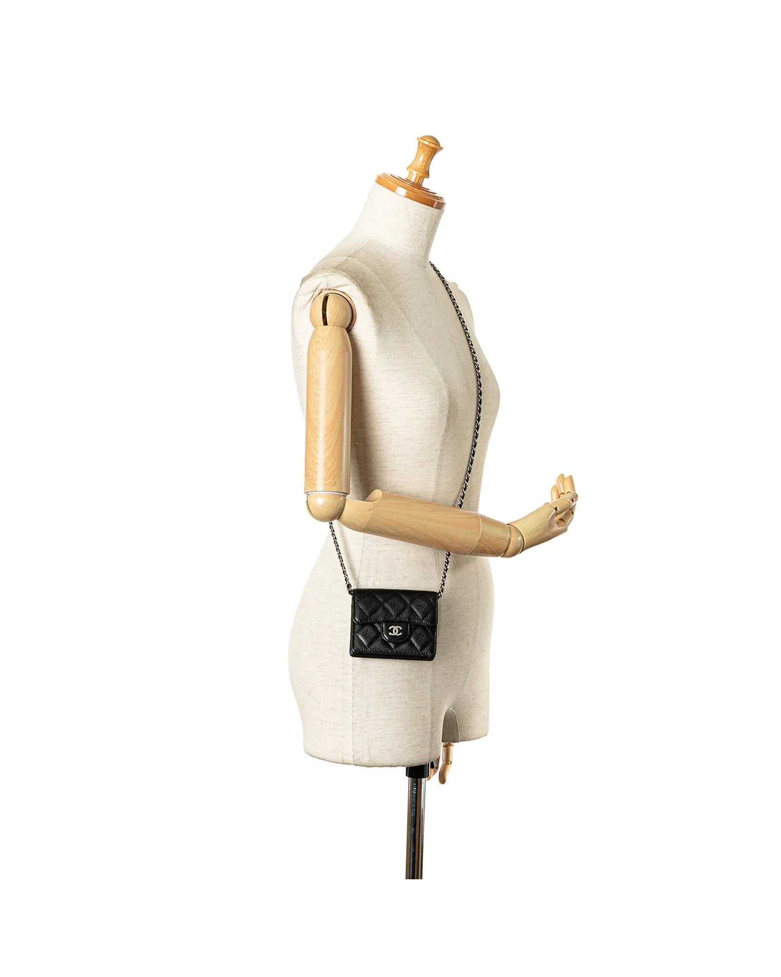 Quilted Flap Crossbody Card Holder with Chain Strap