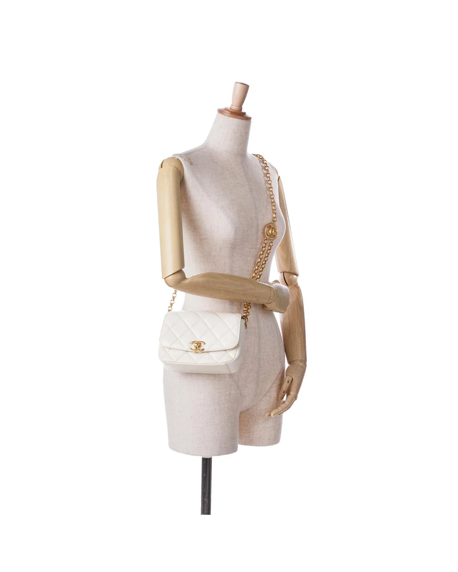 Quilted Lambskin Crossbody Bag with Gold-Tone Chain and CC Twist-Lock Closure