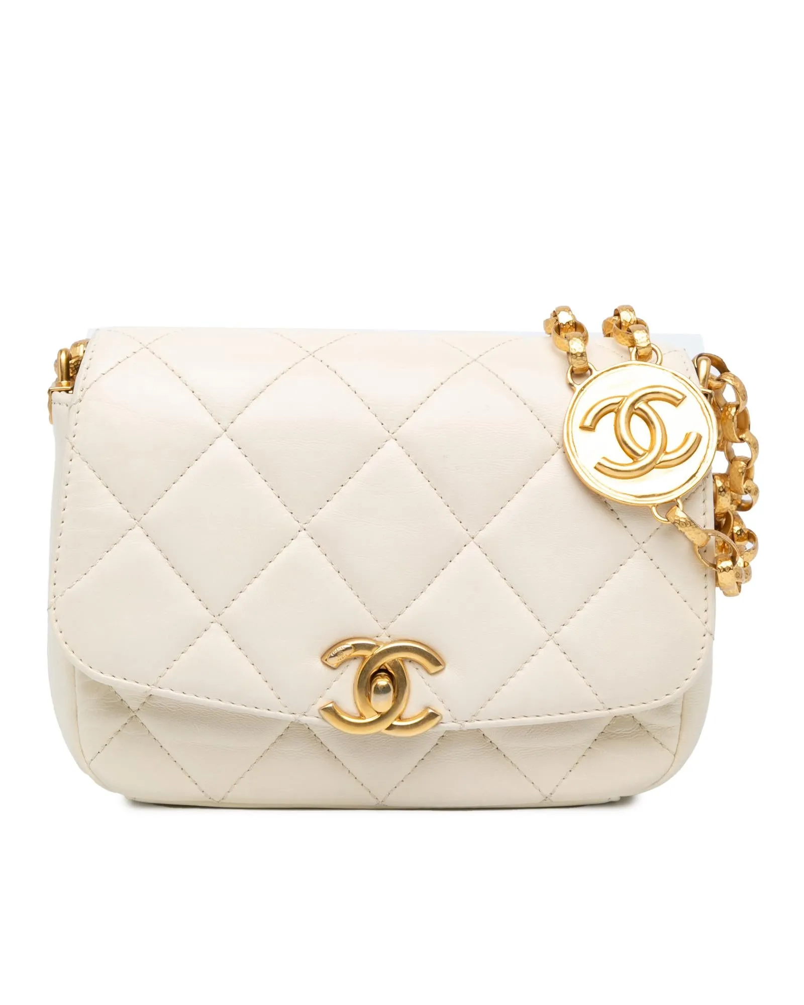Quilted Lambskin Crossbody Bag with Gold-Tone Chain and CC Twist-Lock Closure