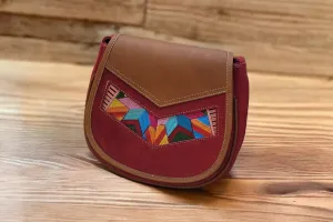 Red arrow  Leather Embroidery  Crossbody Purse ( 8X7 INCH)