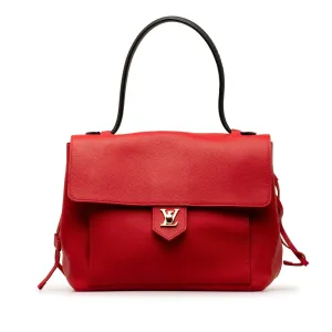 Red Louis Vuitton Calfskin Lockme MM Handbag
