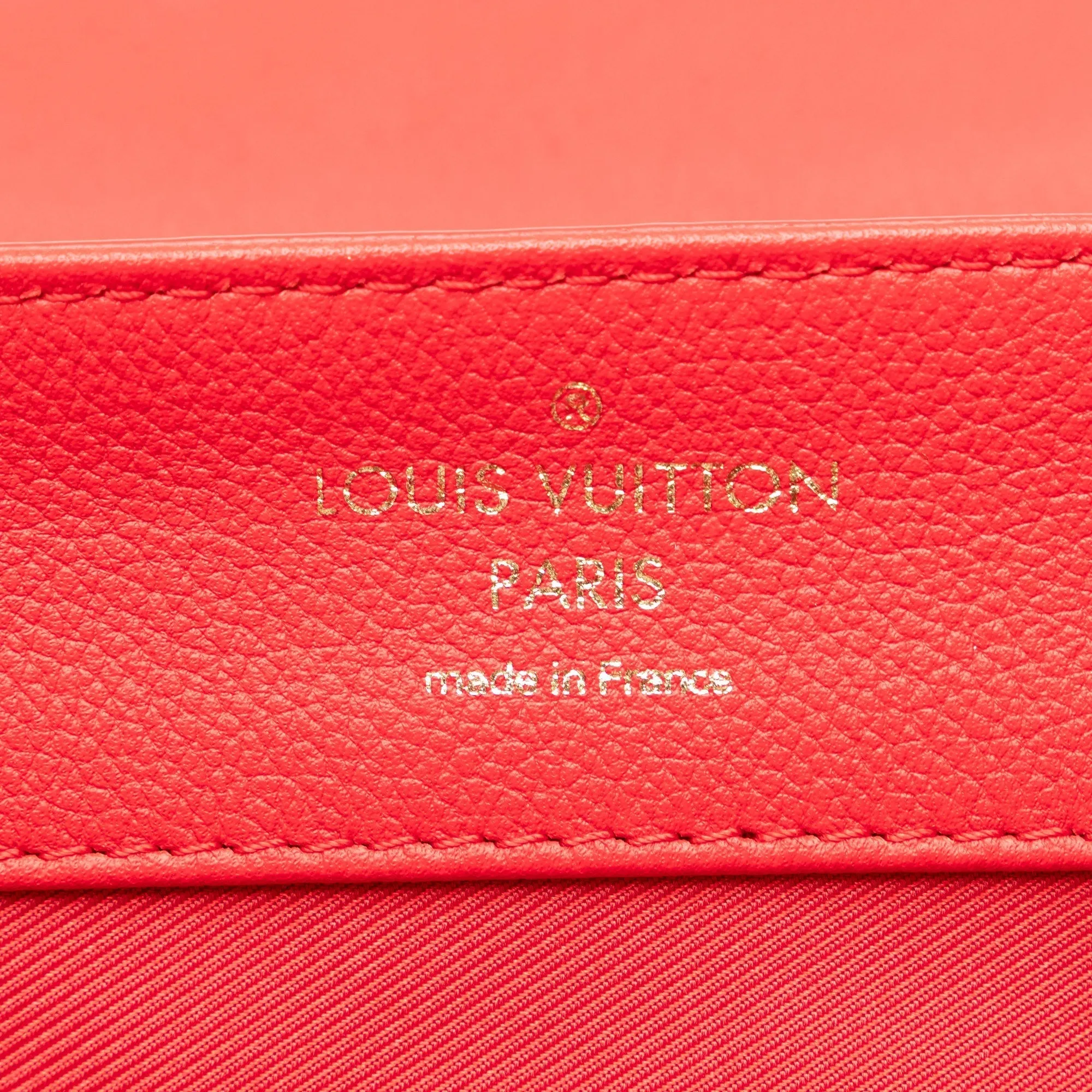 Red Louis Vuitton Calfskin Lockme MM Handbag