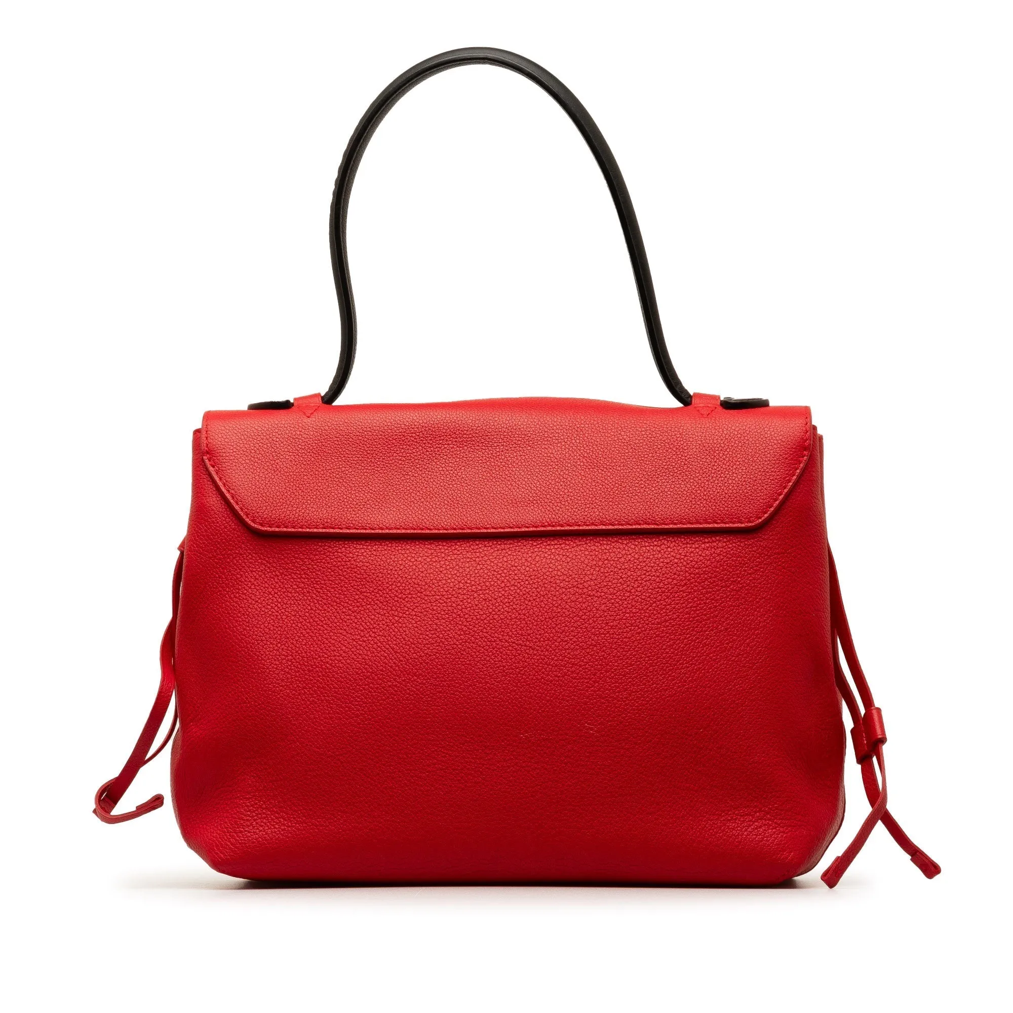 Red Louis Vuitton Calfskin Lockme MM Handbag