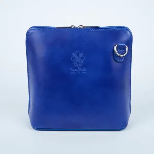 Royal Blue Mini Structure Italian Leather Crossbody Bag