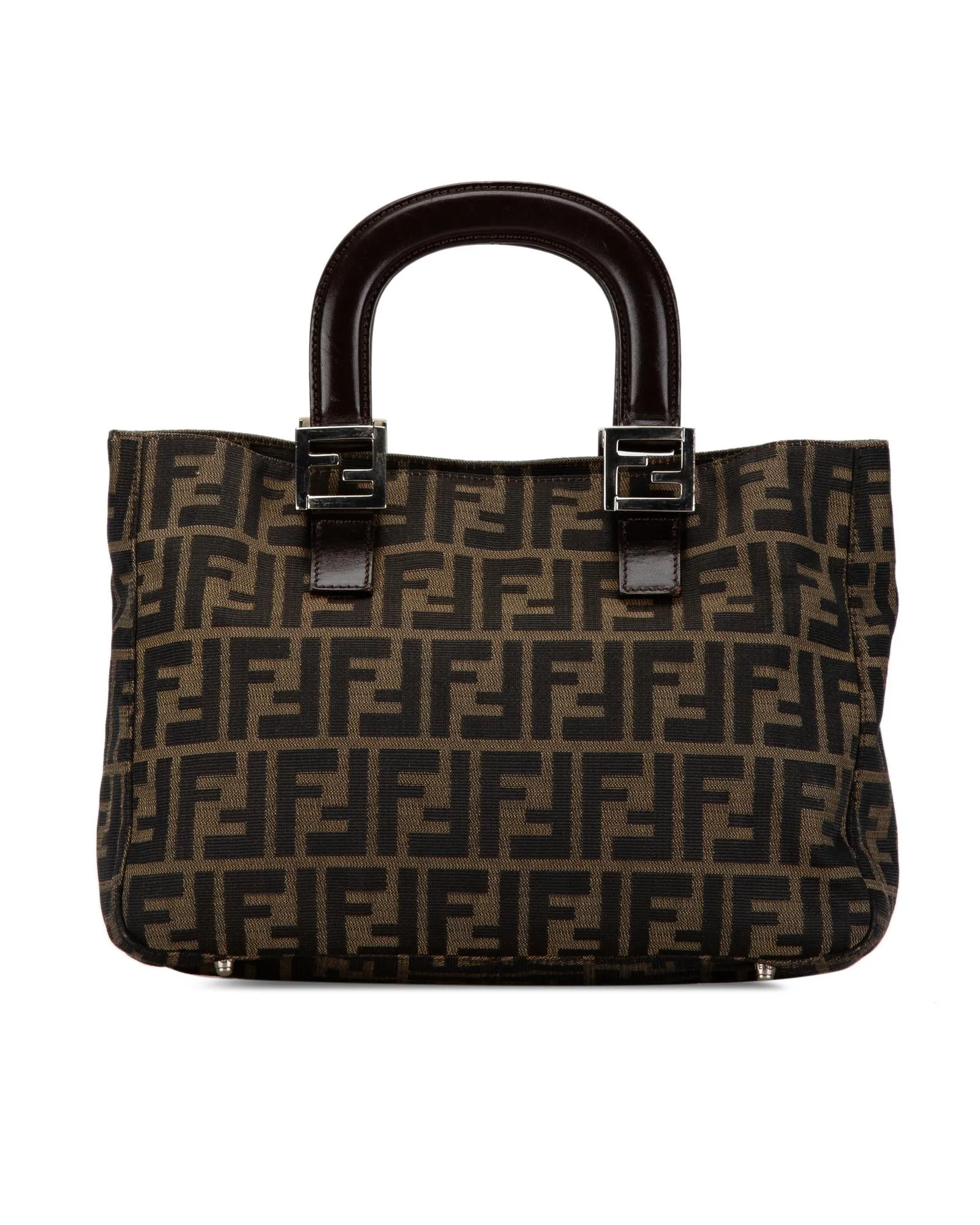 Small Canvas Twins Tote with Leather Handles and Magnetic Closure