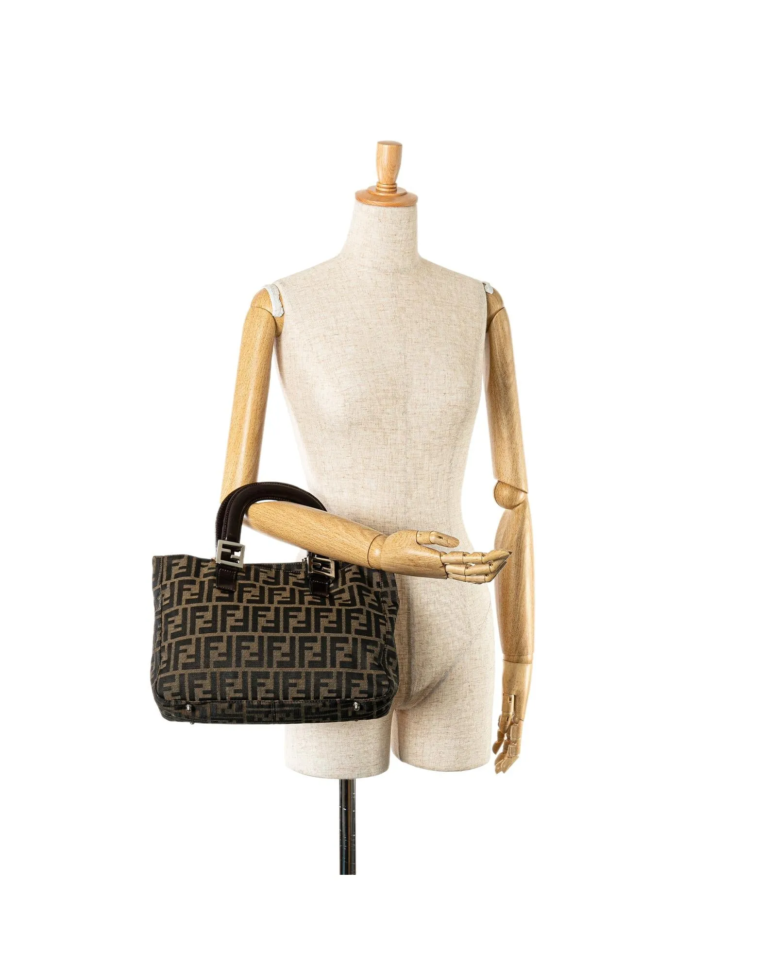 Small Canvas Twins Tote with Leather Handles and Magnetic Closure