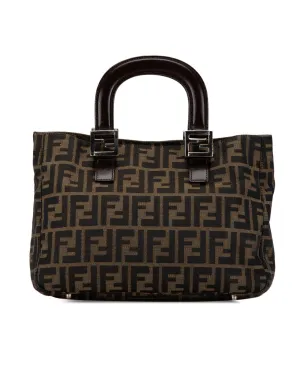 Small Canvas Twins Tote with Leather Handles and Magnetic Closure
