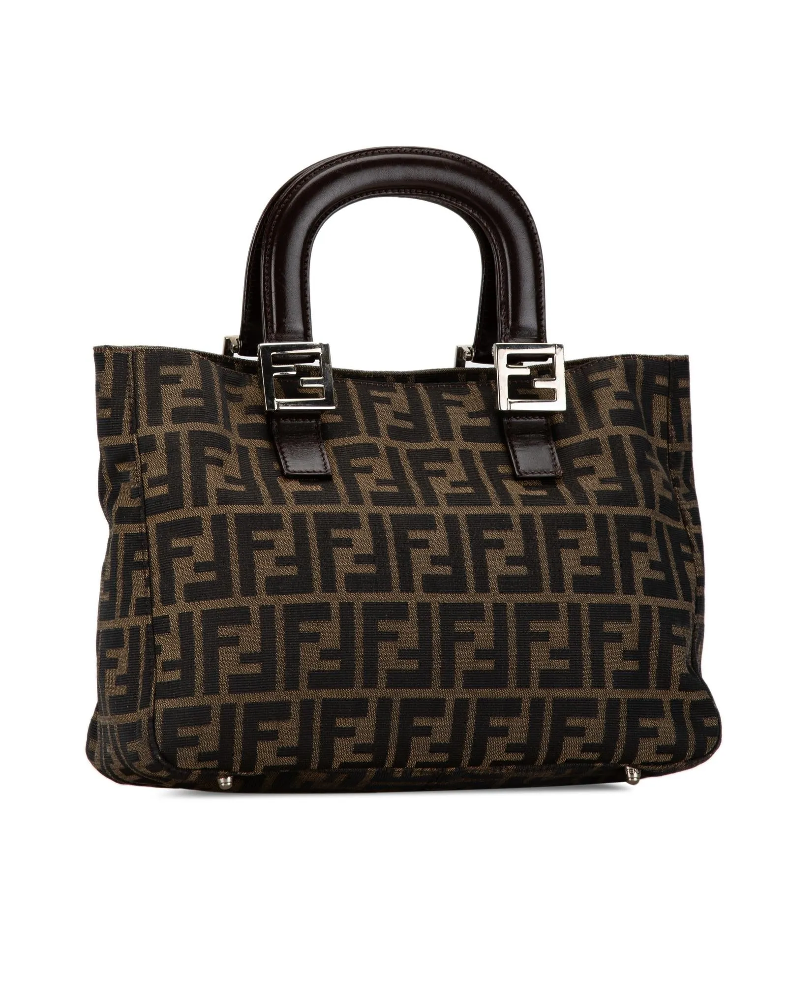 Small Canvas Twins Tote with Leather Handles and Magnetic Closure