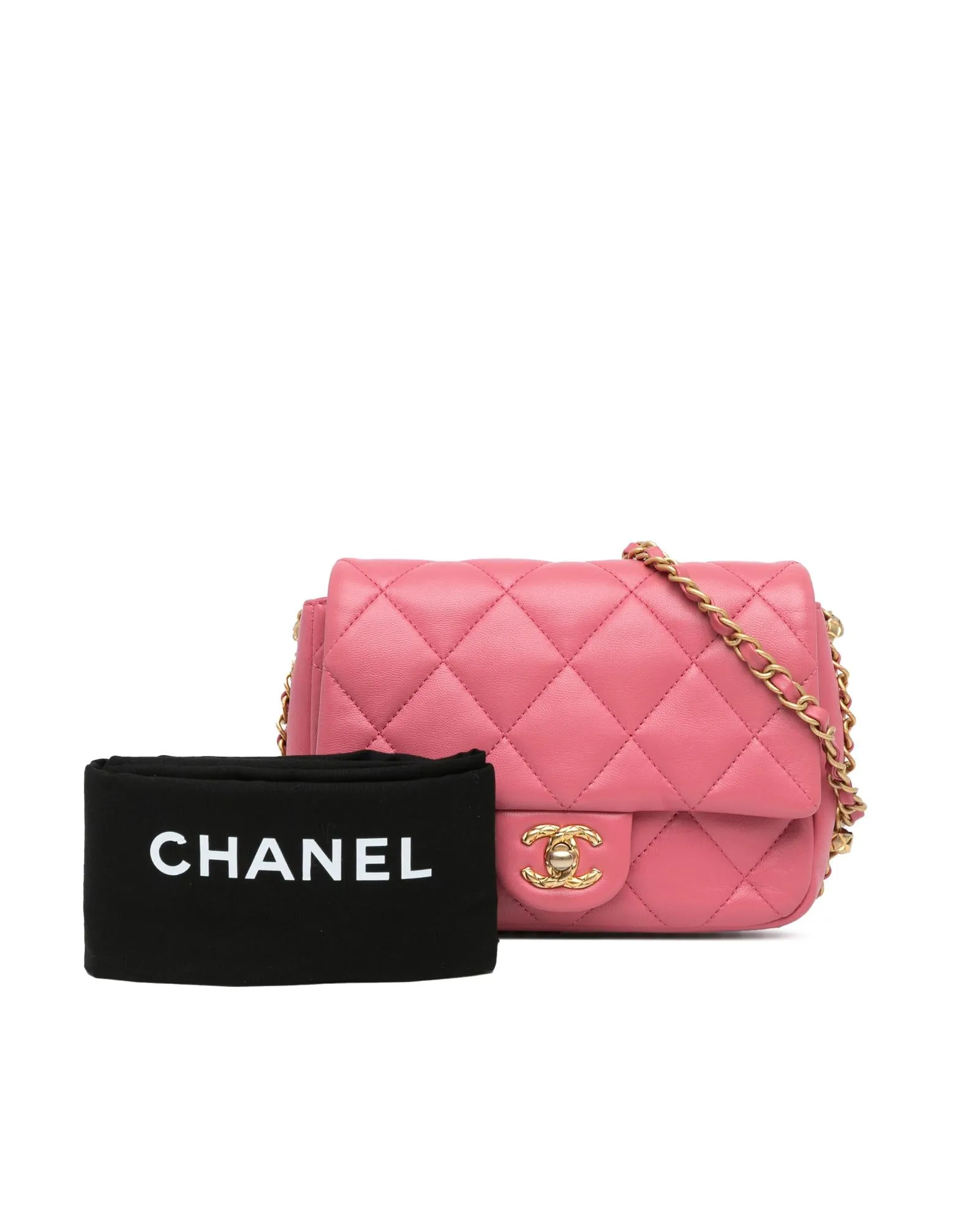 Small Quilted Lambskin Flap Crossbody Bag with Chain Strap