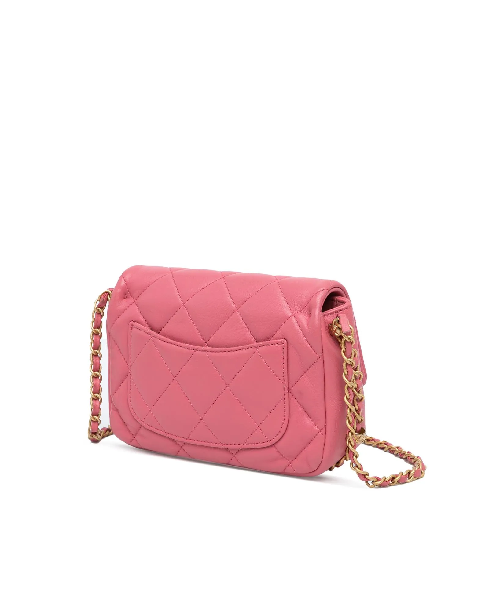 Small Quilted Lambskin Flap Crossbody Bag with Chain Strap