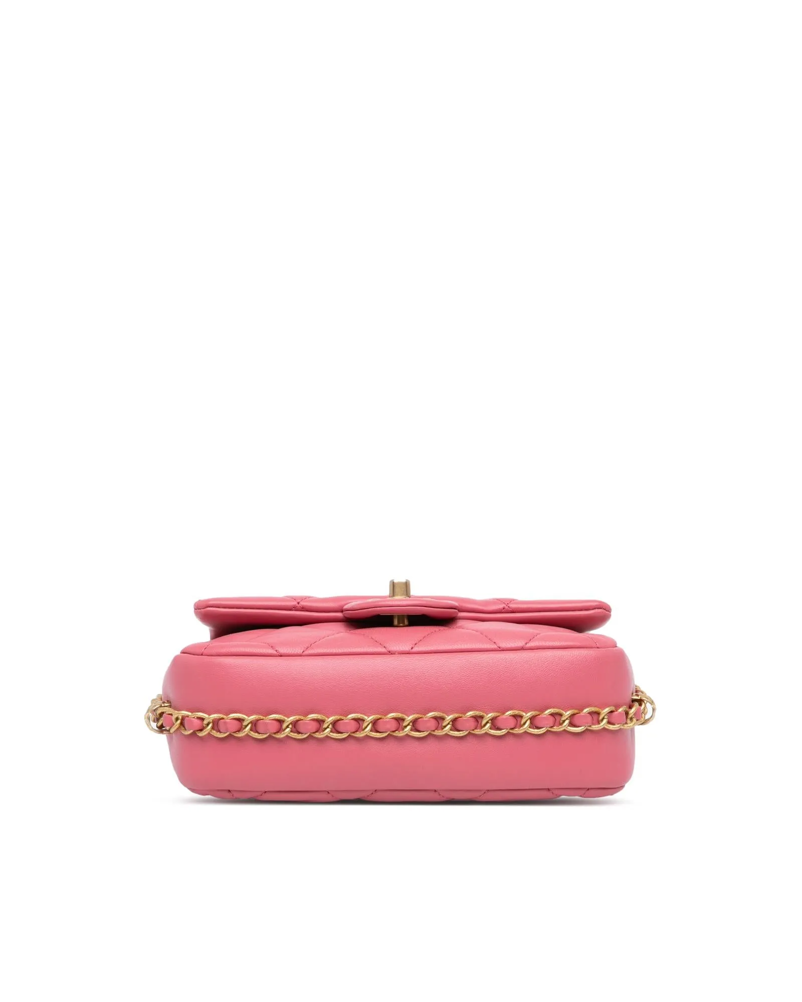 Small Quilted Lambskin Flap Crossbody Bag with Chain Strap