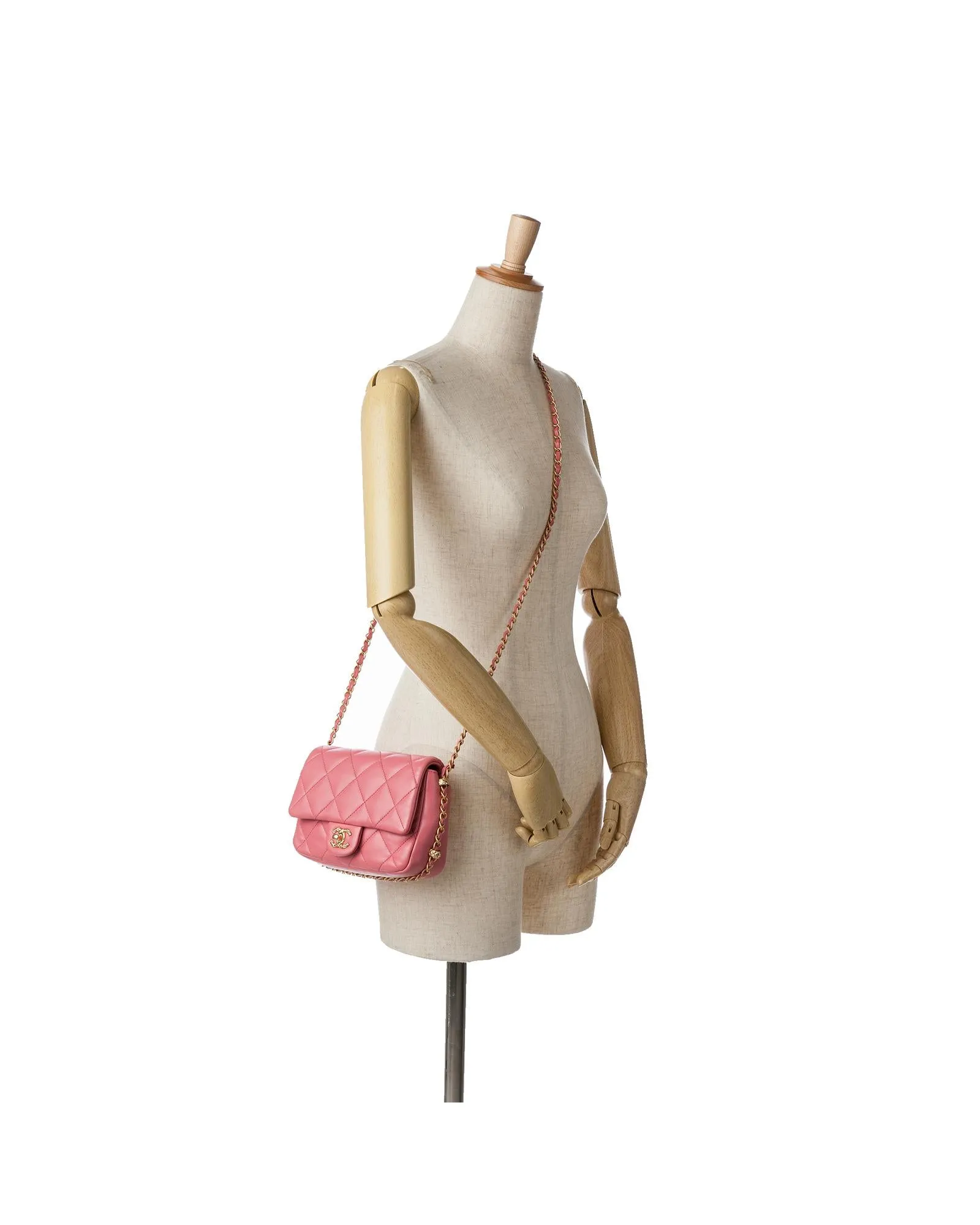 Small Quilted Lambskin Flap Crossbody Bag with Chain Strap