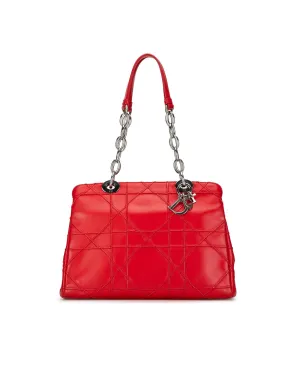 Soft Lambskin Zip Shopping Tote with Interior Pockets